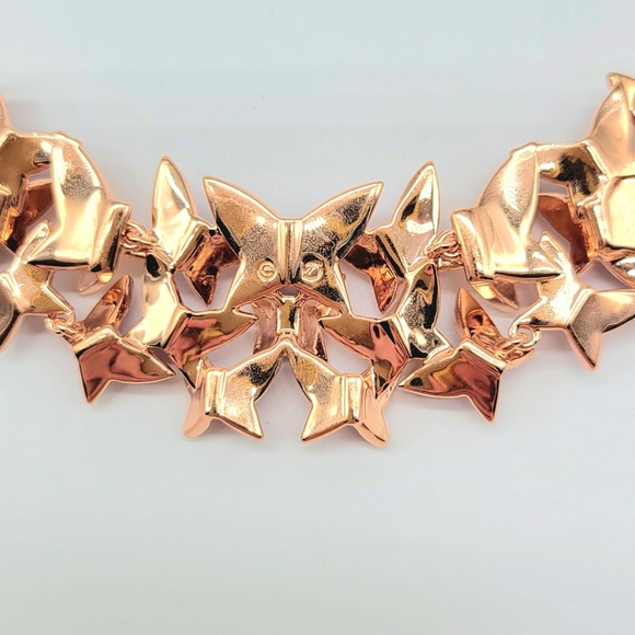 Swarovski Crystal Pink + Aurora Borealis 3d Origami Butterfly Necklace in Rose - Picture 10 of 12